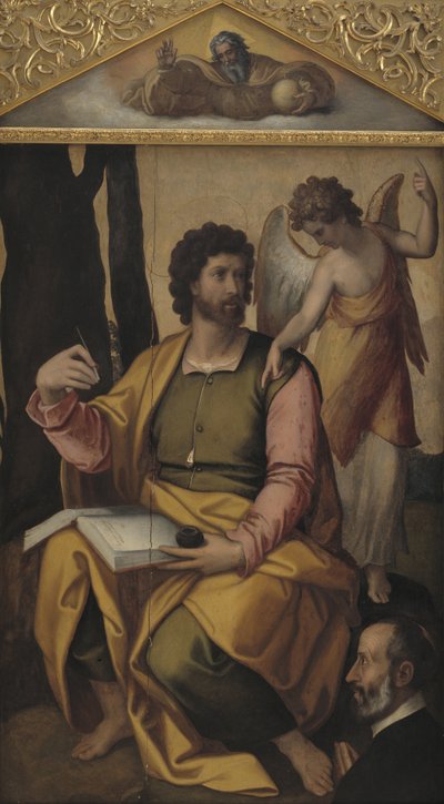 Mattheüs de Evangelist met Weldoener door Perino del Vaga