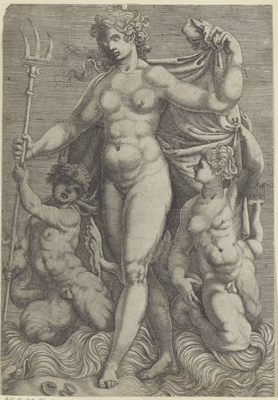 Thetis met twee tritons door Perino del Vaga