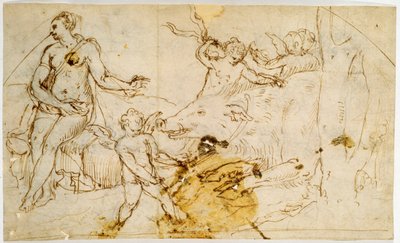 Venus, putti en een wild Zwijn, ca. 1520-1540 door Perino del Vaga