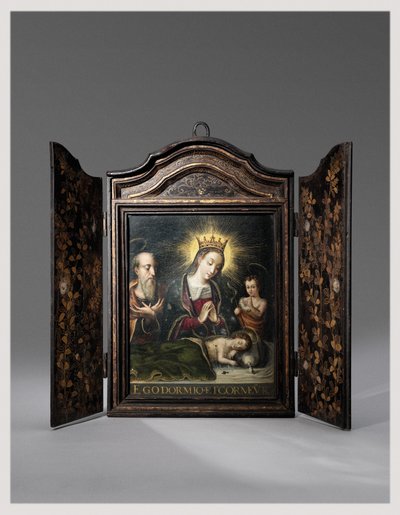 Een Draagbaar Christelijk Heiligdom (Seigan) in opdracht van de Portugese Jezuïeten door Period Momoyama