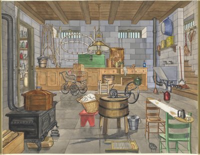 Kelder van Stedelijk Huis, 1910 door Perkins Harnly