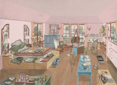 Slaapkamer, 1940, 1935-1942 door Perkins Harnly