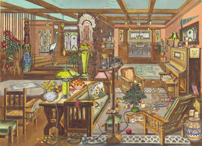 Interieur in Californische missie-stijl, 1946 door Perkins Harnly