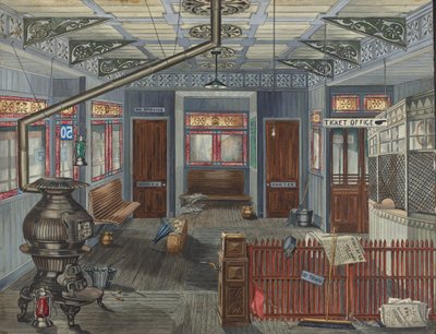 Interieur van El Station, 1935-1942 door Perkins Harnly