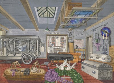 Garage van Begrafenisondernemer, 1917, 1935-1942 door Perkins Harnly