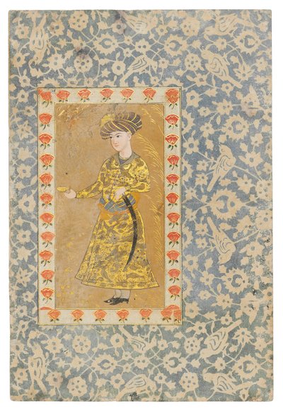 Een jongeman met een wijnglas, Safavid Isfahan door Persian School