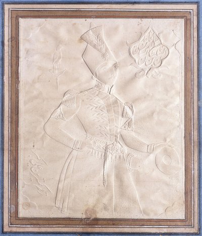 Een khatt-i-nakhun schets van Nasr al-Din Shah door Persian School