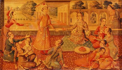 Een late Zand gelakte papier-maché kist, c.1794-95 door Persian School
