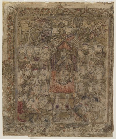 Een heerser op de troon, uit een Shahnama door Persian School