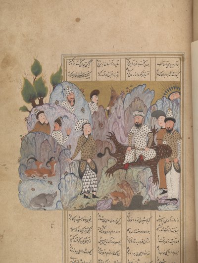 Bahram Gur wint de kroon, uit een Shahnama, 1518 door Persian School