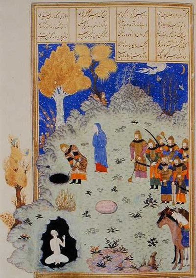 Bizham gered uit de put door Rustam, illustratie uit de 