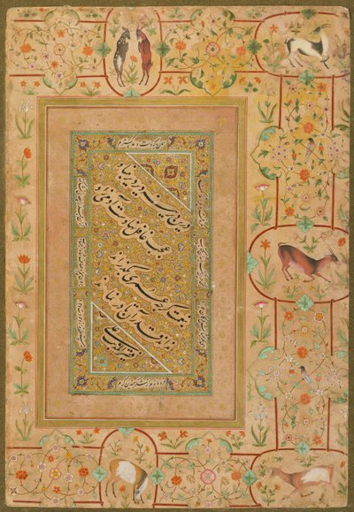 Calligrafie uit het Late Shahjahan Album, Iran, ca. 1640-50 door Persian School