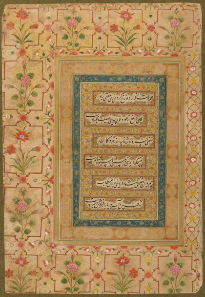Calligrafie uit het Late Shahjahan Album, ca. 1640-50 door Persian School