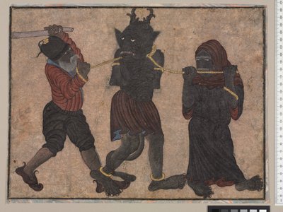 Demon in Kettingen, ca. 1453 door Persian School