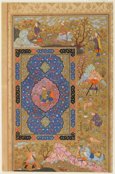 Folio uit een album; verso: Jonge vrouw, Isfahan, Iran, Safavid periode, 1590-1610 door Persian School