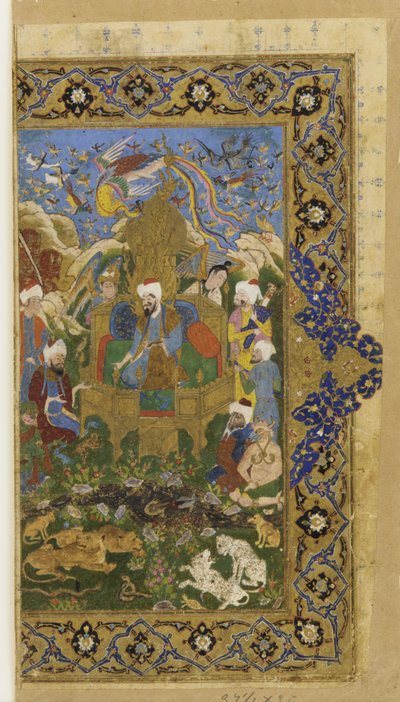 Folio uit een onbekende tekst; Salomo op de troon door Persian School