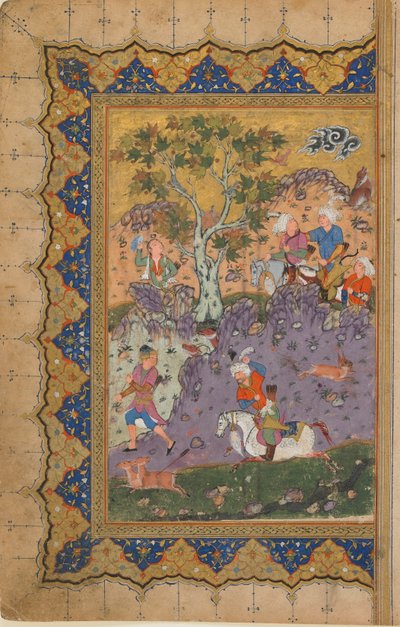 Folio uit een onbekende tekst; Een prins op jacht door Persian School