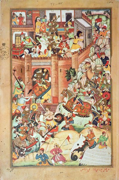 Genghis Khan verovert een Chinese stad, miniatuur uit de 