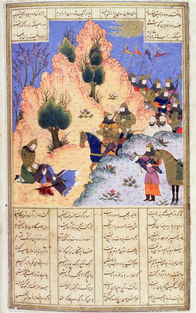 Iskandar Troost de Stervende Dara, uit Firdawsis Shanaman, ca. 1440-45 door Persian School