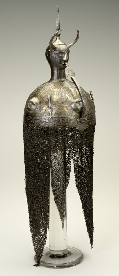 Kulah Khud, helm, ca. 1700s, aangepast in 1800s door Persian School