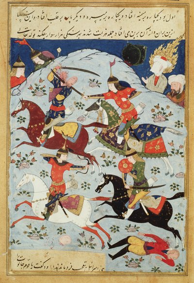 Slag tussen Goliath en David door Persian School