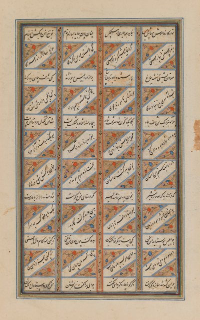 Op groot blad van Shanamah door Ferdowsi door Persian School