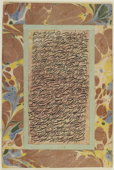 Pagina kalligrafie, los album folio, 19e eeuw door Persian School