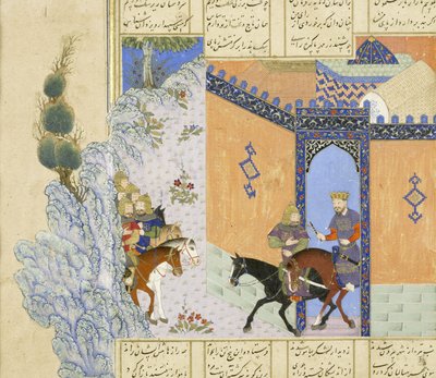 (detail) Ontsnapping van Qubad, illustratie uit de Shahnama (Boek der Koningen) door Persian School