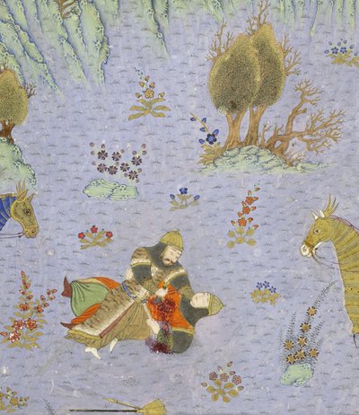 (detail) Suhrab gedood door Rustam, illustratie uit de Shahnama (Boek der Koningen) door Persian School