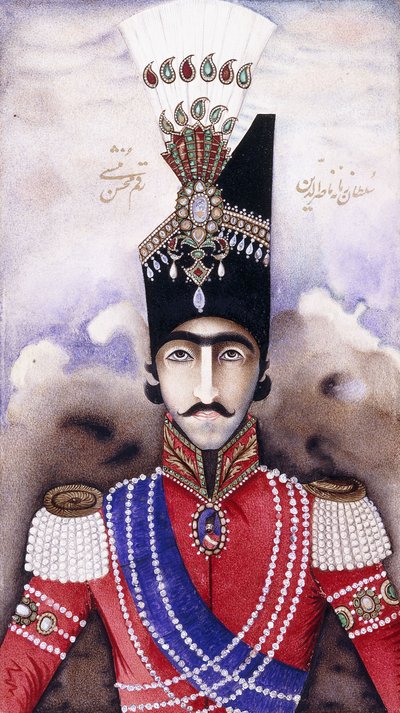 Portret van Nasir-ud-Din Shah Qajar door Persian School
