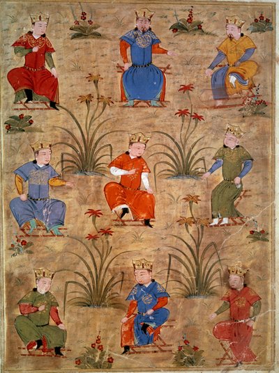Voorstelling van de neven van Genghis Khan door Persian School