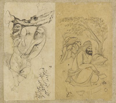 Rustende man, Isfahan, Safavid dynastie, 1639 door Persian School