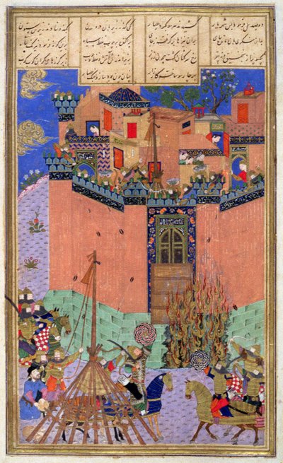 Rustam leidt het beleg van Gang Bihisht, illustratie uit de Shahnama (Boek der Koningen) door Persian School