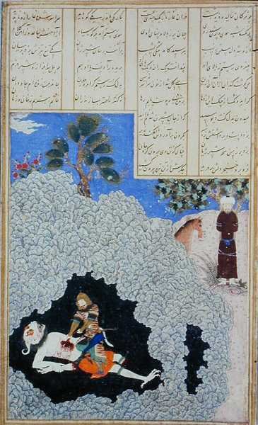 Rustam haalt de lever van de Witte Demon eruit, illustratie uit de 