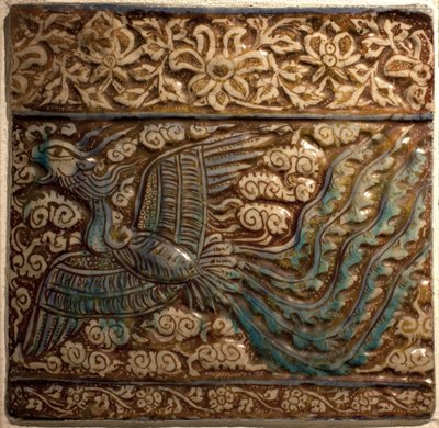 Simurgh (Simorgh of Senmurw) - Azulejos - Faience de Kashan (Perzië), periode Ilkhanide, begin 14e eeuw door Persian School