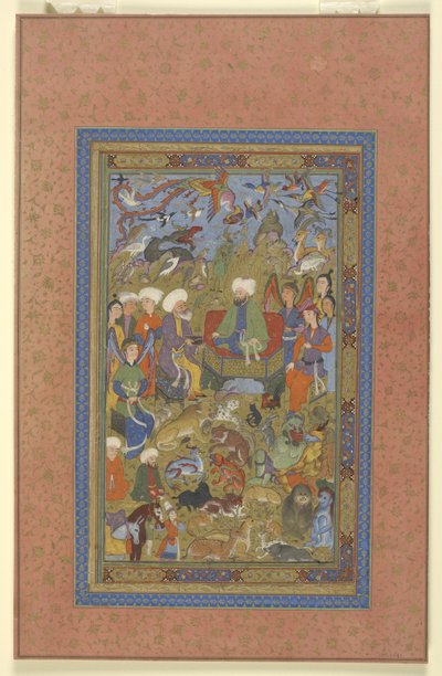 Sulayman en Bilqis op de troon, ca. 1590-1600 door Persian School