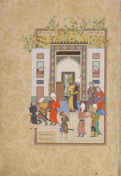 De jonge getuige getuigt van Yusufs onschuld, folio uit een Haft awrang (Zeven tronen) door Jami (gest. 1492) waarschijnlijk Mashad, Khurasan, Iran, Safavidische dynastie, 1556-1565 door Persian School