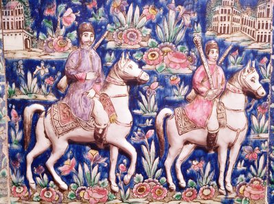 De koning op jacht (keramiek) door Persian School