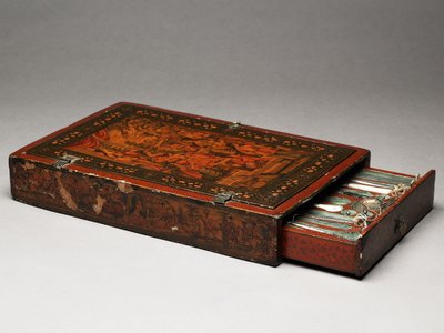 Gereedschapskist met afbeelding van de Heilige Familie, ca. 1830 door Persian School