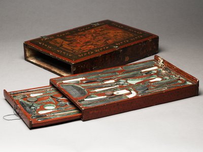 Gereedschapskist met afbeelding van de Heilige Familie, ca. 1830 door Persian School