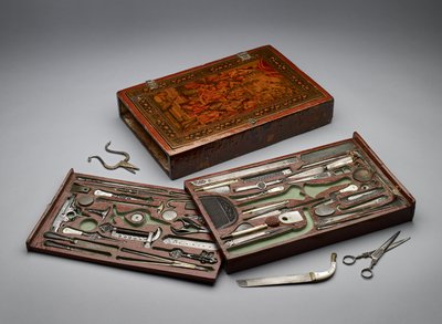 Gereedschapskist met afbeelding van de Heilige Familie, ca. 1830 door Persian School