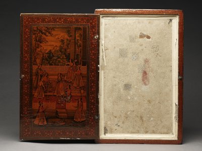Gereedschapskist die de Heilige Familie afbeeldt, c.1830 (gemengde media) door Persian School