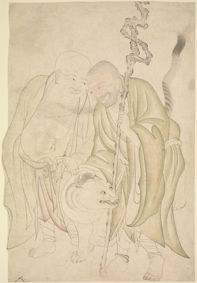 Twee Lohans, c.1480 door Persian School