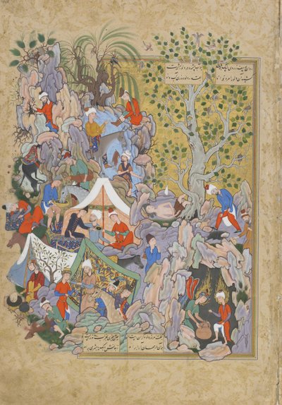 Yusuf wordt gered uit de put, folio uit een Haft awrang (Zeven tronen) door Jami (gest. 1492) waarschijnlijk Mashad, Khurasan, Iran, Safavidische dynastie, 1556-1565 door Persian School