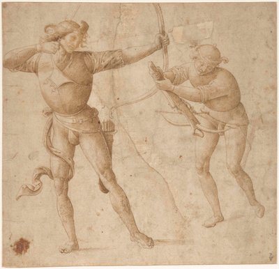 Een Boogschutter en een Kruisboogschutter, ca. 1500 door Perugino