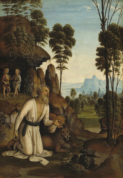 Sint Hiëronymus in de Wildernis, ca. 1490-1500 door Perugino