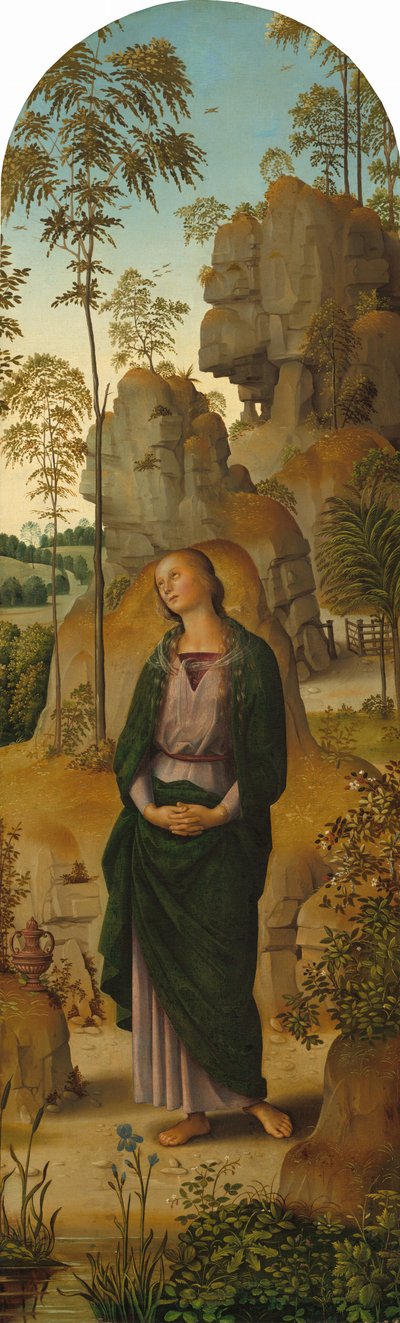De kruisiging met de Maagd, Sint Jan, Sint Hiëronymus en Sint Maria Magdalena door Perugino