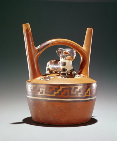 Pottenbakkerskan met jaguar, Nazca Cultuur door Peruvian School