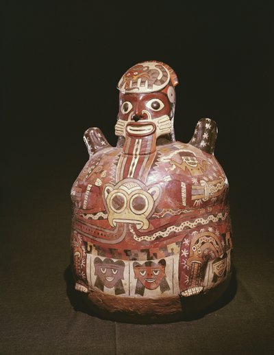 Aardewerk vat van een godenfiguur, Nazca Cultuur door Peruvian School
