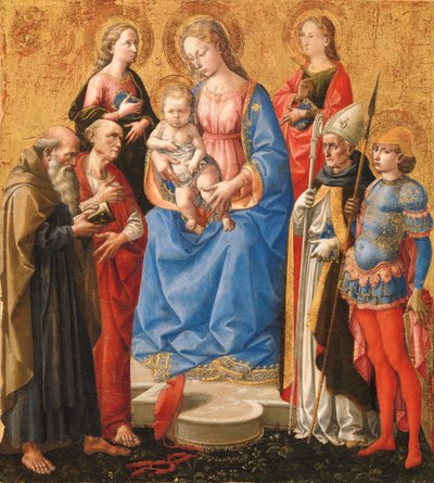 Madonna en Kind met Zes Heiligen, late jaren 1440 door Pesello Peselli